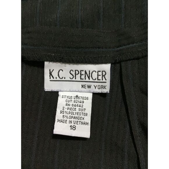 K. C. Spencer Black Blue Stripe Pleated Pencil Skirt Size 18 - Picture 4 of 5